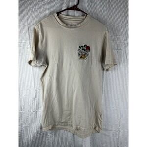 Vibetown Tee w/ patch like‎ embroidery graphic on front, tiger design on back S